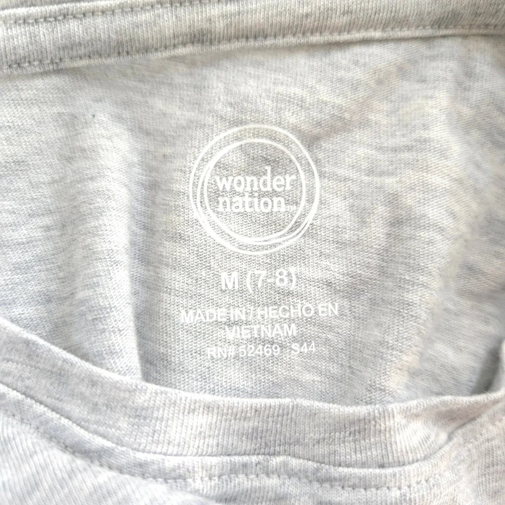 Wonder Nation Girls Gray Butterfly Graphic Long Sleeve T-Shirt Size‎ M 7-8 NWT